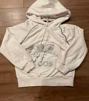 adidas 후드 부착 크롭 후드티 화이트