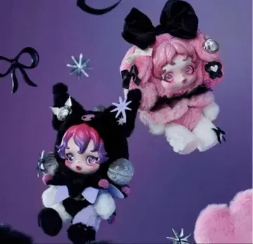 팝마트 스컬팬더 x 쿠로미 x 마이멜로디 봉제 인형 펜던트