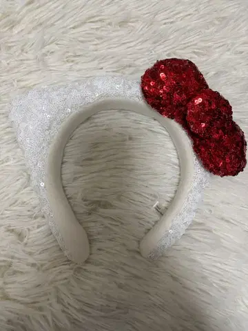 키티풍 스팽글 머리띠