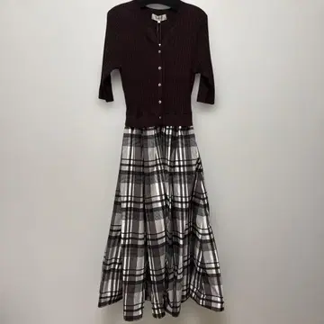 새상품 저스길리티 체크 스커트 도킹 원피스