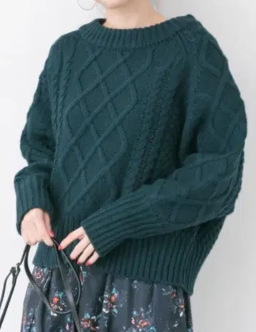 URBAN RESEARCH 볼륨 니트 스웨터 다크 그린