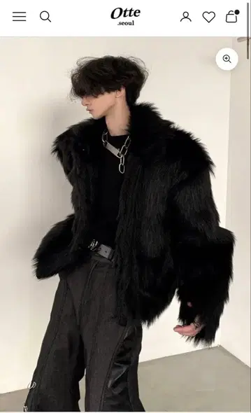 Otte 퍼 숏 자켓 L 사이즈 블랙 한국 패션