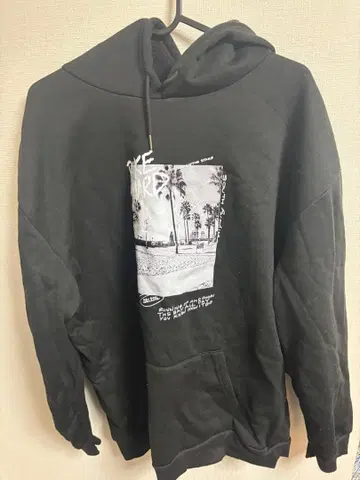 블랙 그래픽 프린트 후드티 XL