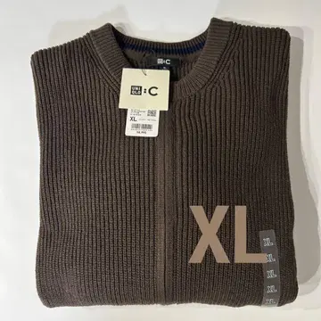 [ 새상품 ] 유니클로C 크루넥 풀 집업 가디건 다크 브라운 XL