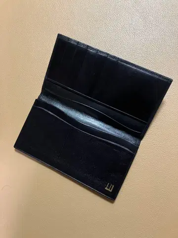 블랙 가죽 이단 접이식 지갑