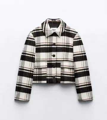 ZARA 패치 포켓 체크 자켓 미사용 새상품