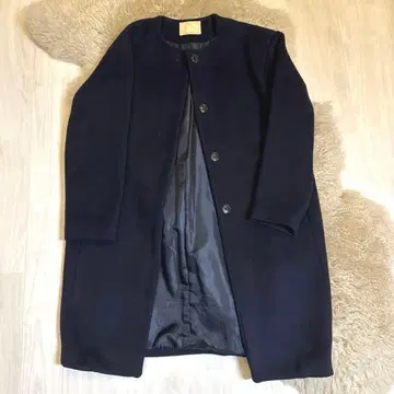 개럴개런트 노카라 네이비 체스터 코트 울 혼방 프리