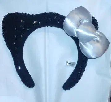 키티 리본 머리띠 블랙