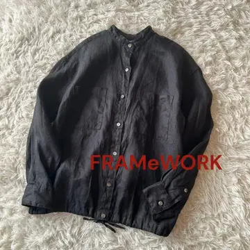 새상품급 프레임워크 프렌치 린넨 드로스트 셔츠 블랙