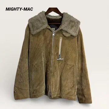 70s MIGHTY-MAC 무스탕 칼라 굵은 폭 코듀로이 지퍼 자켓