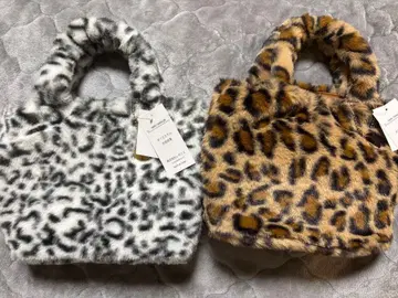 복슬복슬 레오파드 무늬 핸드백 숄더 포함 2세트