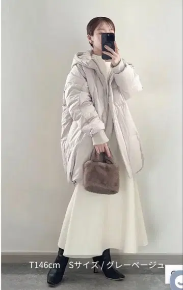 [CAHO 콜라보] 스트레치 후드 미들 퓨어 다운