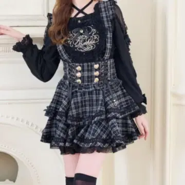 리즈리사 사다리 리본 트위드 티어드 치마바지 스커트 블랙