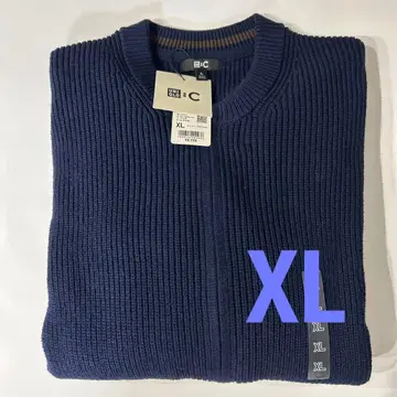 [ 새상품 ] 유니클로C 크루넥 풀 집업 가디건 네이비 XL