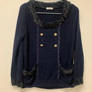 axes femme 퍼 달린 네이비 스웨터 M 사이즈