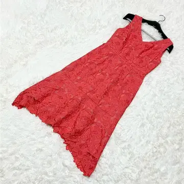 GRACE CONTINENTAL 롱 원피스 꽃무늬 레이스 스캘럽 헴