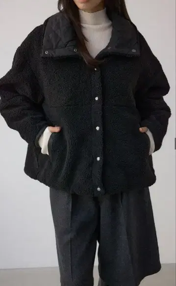 AZUL 보아 자켓 퀼팅 자켓 블랙