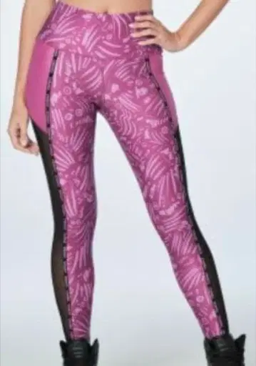 정품 새상품 ZUMBA 줌바 핑크 추상 패턴 레깅스 XS 스패츠