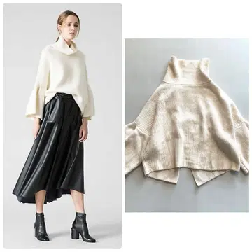 ADORE 형태 울 백 버튼 니트