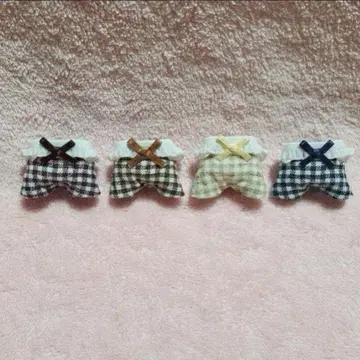 아기 의류 프릴 살로펫 4착 세트 체크 2종 리본
