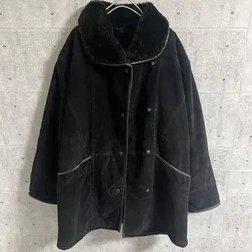 빈티지 스웨이드 가죽 자켓 보아 안감 플리스 무스탕 블랙 구제 의류