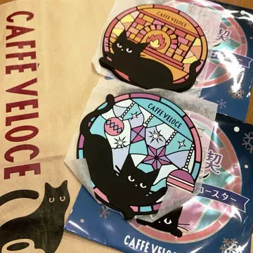 카페 VELOCE 블랙 고양이 코스터 겨울 만끽 캠페인 2종