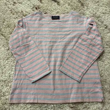 Le Minor 핑크 블루 보더 스트라이프 긴팔 티셔츠