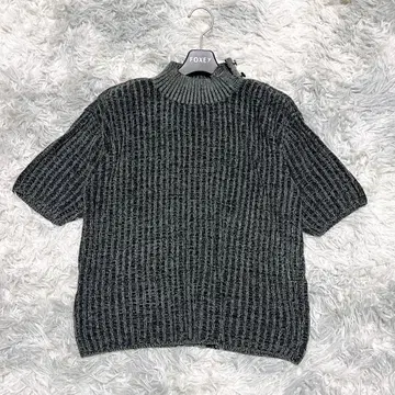 Seninon 02 반팔 리브 니트 하이넥 차콜 계열 출퇴근용 레이온