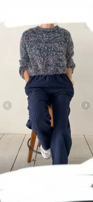 ISOOK Mix color 샤기 니트 네이비