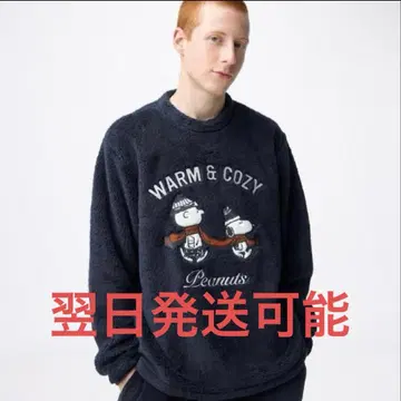 택 포함 새상품 GU 마쉬멜로우 필 라운지 세트 PEANUTS S 네이비