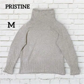 프리스틴 터틀넥 리브 니트 무지 긴팔 (M) 두꺼운 원단 베이지