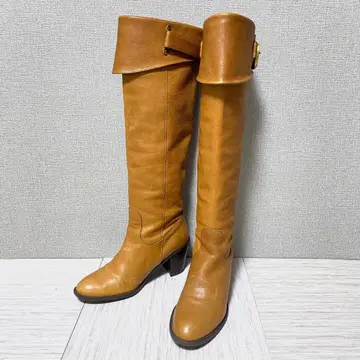 DIANA 롱 부츠 22.5 와이드 힐 카멜