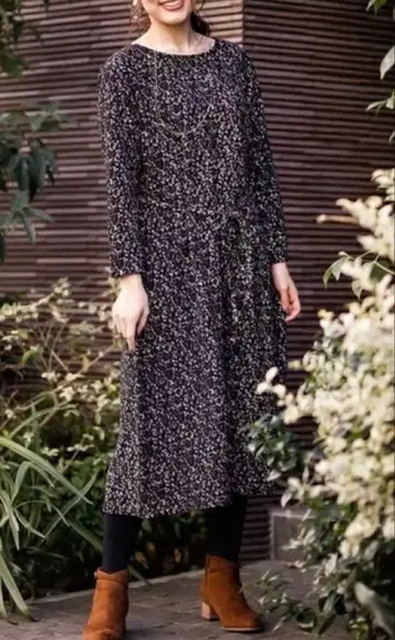 eur3 꽃무늬 원피스 블랙 4L 사이즈