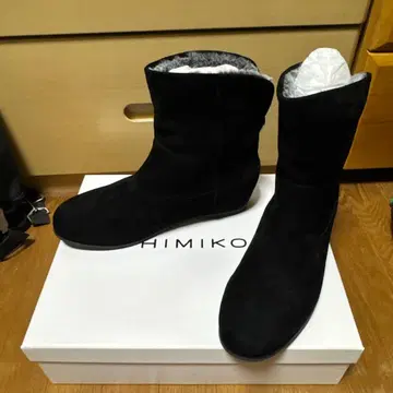 HIMIKO 블랙 스웨이드 웨지힐 부츠