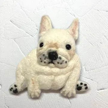 양모 펠트 프렌치 불독 강아지 브로치 핸드메이드
