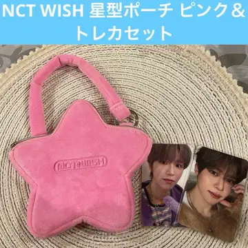 NCT WISH 별 모양 파우치 핑크 & 트레이 카드 세트