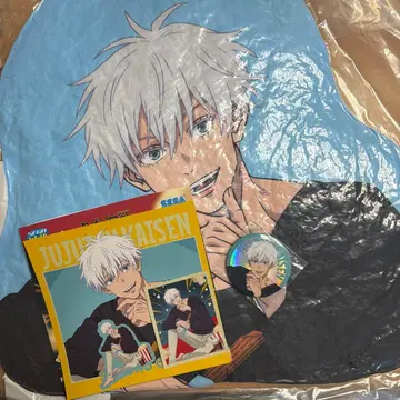 고죠 사토루 세가 럭키 쿠지 세트 오로라 캔뱃지 쿠션 스티커