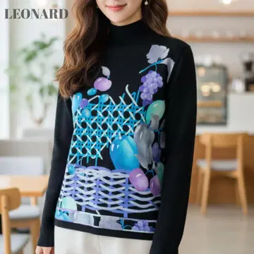 [컨디션 최상] LEONARD 레오나르 터틀넥 스웨터 니트 블랙 XL
