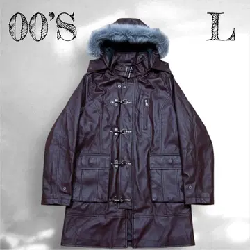 00s y2k 파이어맨 가죽 자켓 보르도 헤이세이 시크 스타일 2way