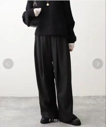 SLOBE 블랙 와이드 팬츠 36