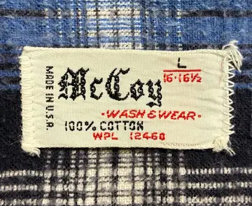 60's McCoy 프린트 플란넬 셔츠 섀도우 체크 옴브레 L 초레어
