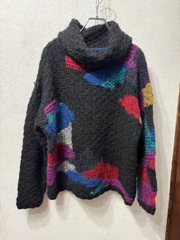 빈티지 미국 빈티지 의류 미국 수입 컬러풀 무늬 터틀넥 니트