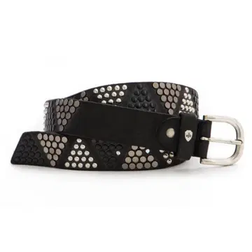 made in italy 스터드 가죽 벨트 블랙