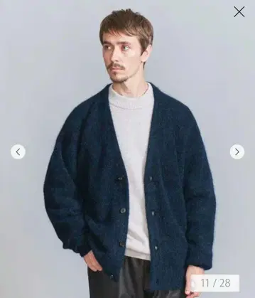 BEAUTY&YOUTH 샤기 모헤어 니트 가디건 NAVY M