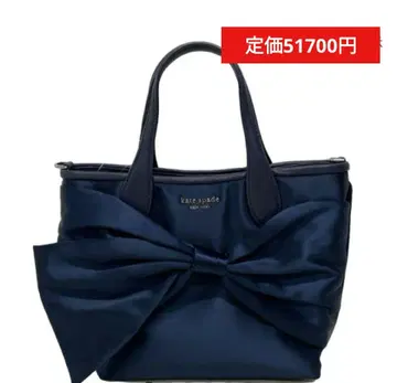 미사용 kate spade 정가 51700엔 네이비 리본 토트백