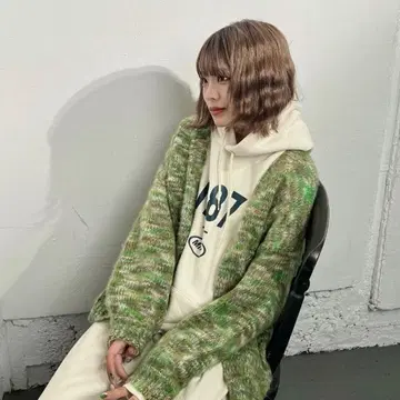 shesame 그라데이션 컬러 모헤어 라이크 가디건