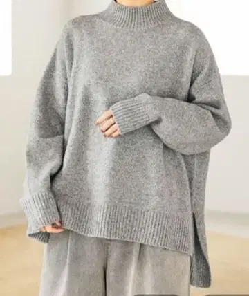 스튜디오 클립 7 게이지 울 믹스 하이넥 니트