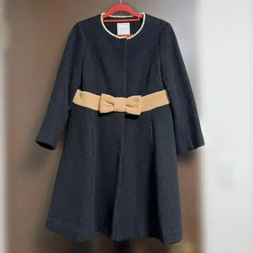 아나텔리어 리본 펄 울 코트