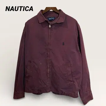 90s NAUTICA 원포인트 로고 코튼 지퍼 자켓 버건디