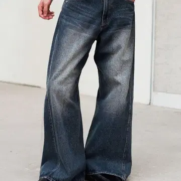 WYM LIDNM CURVED FLARE BAGGY DENIM